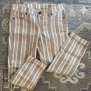 Herringbone off white and tan cropped denim size 27